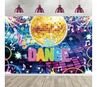 Hnmdmyi 3x2.4m Telón de Fondo Disco Vintage 70s 80s 90s Fiesta de Baile Bola de Discoteca Vamos a Bailar fotografía Fondo Club Nocturno música de neón Discoteca Tema Decoraciones de Fiesta