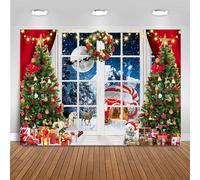 Hnmdmyi 3x2.4m Telón de Fondo Navidad Árbol de Navidad Cajas de Regalo Ventana Noche Nieve Dulces Casa Fotografía Fondo Niños Retrato de Familia Sesión de Fotos Invierno Navidad Decoración