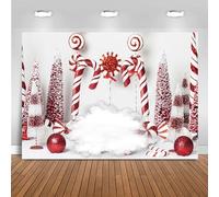 Hnmdmyi 3x2.4m Telón de Fondo Navidad Red Christmas Candy Cane Photography Background Baby Shower Newborn Portrait Photoshoot Winter Holiday New Year Christmas Party Decorations Photo Booth Props