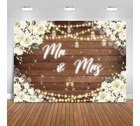 Hnmdmyi 3x2m Telón de Fondo Mr & Mrs Blanco Floral Rústico Madera Fotografía Fondo Ducha de Novia Novia a Ser Boda de Compromiso Fiesta Decoraciones Banner Photo Booth Props