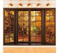 Hnmdmyi 3x2m Telón de Fondo Otoño Ventana de otoño Bosque Paisaje Natural Fotografía Fondo Cumpleaños Baby Shower Decoraciones de Fiesta de acción de Gracias Banner Photo Booth Props