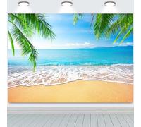 Hnmdmyi 3x2m Telón de Fondo Playa Verano Tropical Palm Leaves Seaside Isla Azul Mar Cielo Fotografía de Fondo Boda Novia Baby Shower Cumpleaños Luau Fiesta Decoraciones Banner Photo Booth Props