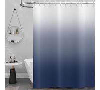 Hnmdmyi Cortina de Baño Azul Marino 180x200, Cortinas de Baño Ombre Azul y Blanco Elegante Cortina de Baño Moderna de Lujo Tela de Poliéster Impermeable Lavable Cortina de Baño con Ganchos