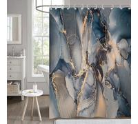 Hnmdmyi Cortina de Baño Mármol 180x180, Abstracta Azul Marino Gris Oro Purpurina Moderna Lujo Ombre Cristal Textura Tinta Arte Impermeable Tejido Poliéster Lavable