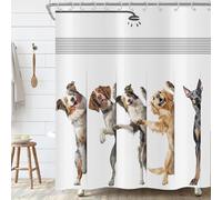 Hnmdmyi Cortina de Baño Perro Gracioso 180x200, Cortina de Baño para Niños Hermoso Cachorro Mascotas Cortina de Baño de Tejido de Poliéster Impermeable Lavable para Baño con Gancho