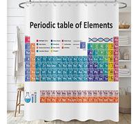 Hnmdmyi Cortina de baño Tabla Periódica 150x180, Colorido Ciencia Tecnología Educación Química Escuela Estudiante Cortina de Baño Tejido Poliéster Impermeable Lavable Cortina de Baño con Ganchos
