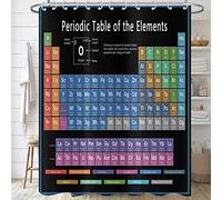 Hnmdmyi Cortina de baño Tabla Periódica 180x200, Colorido Ciencia Tecnología Educación Química Escuela Estudiante Cortina de Baño Tejido Poliéster Impermeable Lavable Cortina de Baño con Ganchos