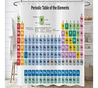 Hnmdmyi Cortina de baño Tabla Periódica 180x200, Colorido Ciencia Tecnología Educación Química Escuela Estudiante Cortina de Baño Tejido Poliéster Impermeable Lavable Cortina de Baño con Ganchos