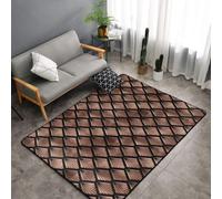 Hnnkloy Abanicos Art Déco de Oro Rosa sobre Fondo Negro, Alfombra Grande Antideslizante para Sala de Estar o Dormitorio, 150 x 100 cm.