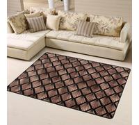 Hnnkloy Abanicos Art Déco de Oro Rosa sobre Fondo Negro, Alfombra Grande Antideslizante para Sala de Estar o Dormitorio, 160 x 120 cm.