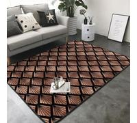 Hnnkloy Abanicos Art Déco de Oro Rosa sobre Fondo Negro, Alfombra Grande Antideslizante para Sala de Estar o Dormitorio, 208 x 148 cm.