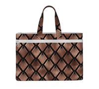 Hnnkloy Abanicos Art Déco en oro rosa sobre negro,Bolsa de lona para documentos con cremallera, bolso de mano, maletín para la escuela y la oficina.