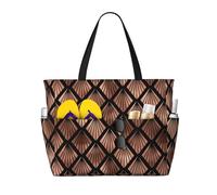 Hnnkloy Abanicos Art Déco en oro rosa sobre negro,Bolso de playa de gran capacidad, bolso de hombro de viaje para mujer, bolso de mano impermeable.