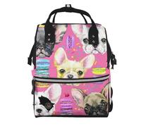 Hnnkloy Acuarela de un cachorro de bulldog francés.Mochila de maternidad de gran capacidad, bolso cambiador, mochila de viaje para actividades al aire libre.