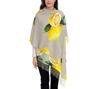 Hnnkloy Acuarela Fruta de verano Limones Hojas slich,Bufanda grande de cachemira sintética para mujer, chal ligero con borlas, 197 x 72 cm