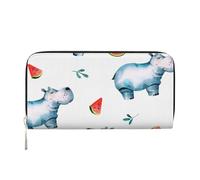 Hnnkloy Acuarela Lindo Hipopótamo Sandía,Carteras de Cuero PU de Gran Capacidad para Hombres y Mujeres.