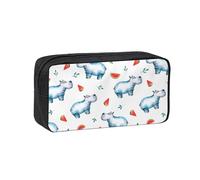 Hnnkloy Acuarela Lindo Hipopótamo Sandía,Estuche de lápices de Gran Capacidad, portátil, para bolígrafos, Bolsa de papelería para la Escuela y la Oficina.