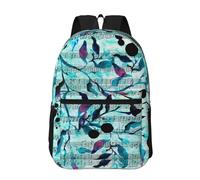 Hnnkloy Acuarela Música Ramas Hojas,Mochila informal de 17 pulgadas con bolsillos, resistente al agua, para la escuela.