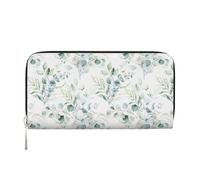 Hnnkloy Acuarela Verde Floral Hoja Eucalipto Hojas Redondas Suculenta,Carteras de Cuero PU de Gran Capacidad para Hombres y Mujeres.