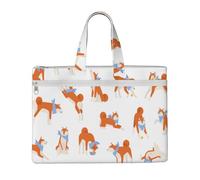 Hnnkloy Adorable Akita Inu,Bolsa de lona para documentos con cremallera, bolso de mano, maletín para la escuela y la oficina.