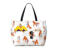 Hnnkloy Adorable Akita Inu,Bolso de playa de gran capacidad, bolso de hombro de viaje para mujer, bolso de mano impermeable.