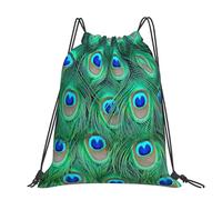 Hnnkloy Adorable pavo real verde,Mochila con cordón unisex, bolsa deportiva para gimnasio, mochila informal para el día a día.