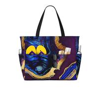 Hnnkloy Ágata abstracta púrpura, azul, dorada,Bolso de playa de gran capacidad, bolso de hombro de viaje para mujer, bolso de mano impermeable.