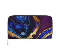 Hnnkloy Ágata Abstracta púrpura, Azul, Dorada,Carteras de Cuero PU de Gran Capacidad para Hombres y Mujeres.