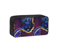 Hnnkloy Ágata Abstracta púrpura, Azul, Dorada,Estuche de lápices de Gran Capacidad, portátil, para bolígrafos, Bolsa de papelería para la Escuela y la Oficina.