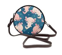 Hnnkloy Ajolote Kawaii,Bolso de hombro de piel sintética, bolso cruzado redondo - Bolso circular para mujer