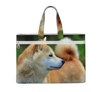 Hnnkloy Akita Inu Bokeh Mascotas Perros Akita Inu,Bolsa de lona para documentos con cremallera, bolso de mano, maletín para la escuela y la oficina.