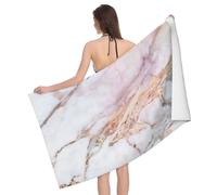 Hnnkloy Almohadilla de mármol de Oro Blanco Mármol Rosa,Toalla de Playa de Microfibra Suave de 80 x 130 cm para baño, Hotel, Playa, Gimnasio.