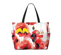 Hnnkloy Amapolas de acuarela,Bolso de playa de gran capacidad, bolso de hombro de viaje para mujer, bolso de mano impermeable.