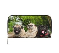 Hnnkloy Amistad Pug Bokeh Perros Mascotas Amigos Pug,Carteras de Cuero PU de Gran Capacidad para Hombres y Mujeres.
