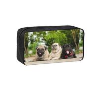 Hnnkloy Amistad Pug Bokeh Perros Mascotas Amigos Pug,Estuche de lápices de Gran Capacidad, portátil, para bolígrafos, Bolsa de papelería para la Escuela y la Oficina.