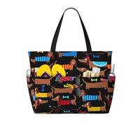 Hnnkloy Amo a mis perros salchichas,Bolso de playa de gran capacidad, bolso de hombro de viaje para mujer, bolso de mano impermeable.