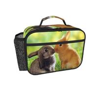 Hnnkloy Amor de conejo impreso,Bolsa de almuerzo portátil, fiambrera resistente, bolsa isotérmica reutilizable