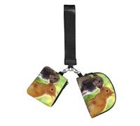 Hnnkloy Amor de conejo impreso,Bolso de muñeca para deportes al aire libre, monedero portátil, cartera de muñeca con llavero desmontable