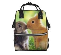 Hnnkloy Amor de conejo impreso.Mochila de maternidad de gran capacidad, bolso cambiador, mochila de viaje para actividades al aire libre.