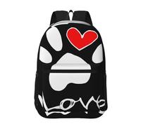 Hnnkloy Amor de huella de pata de perro,Mochila informal de 17 pulgadas con bolsillos, resistente al agua, para la escuela.