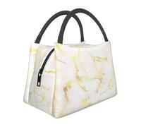 Hnnkloy Añade tu texto Mármol dorado en blanco Moderno elegante,Bolsa de almuerzo portátil, bolsa isotérmica, fiambrera duradera, bolsa térmica reutilizable.
