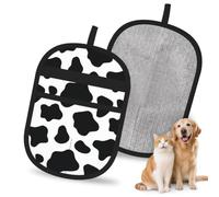Hnnkloy Animal con patrón de Vaca, Paquete de 2 Guantes para Eliminar el Pelo de Mascotas, Guantes de Aseo antiestáticos para Perros y Gatos.
