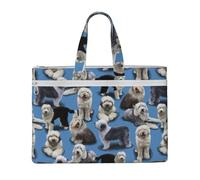 Hnnkloy Antiguo perro pastor inglés,Bolsa de lona para documentos con cremallera, bolso de mano, maletín para la escuela y la oficina.