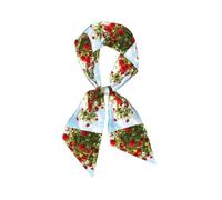 Hnnkloy Arbusto de rosas rojas impreso, Bufanda de seda sintética para mujer, bufandas de moda para el cuello, diadema versátil