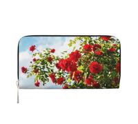 Hnnkloy Arbusto de Rosas Rojas Impreso,Carteras de Cuero PU de Gran Capacidad para Hombres y Mujeres.