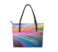 Hnnkloy Arcoíris fractal abstracto,Bolso de mano de piel sintética, bolso tote de gran capacidad, bolso de hombro para mujer, ideal para el trabajo y los viajes.