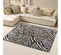 Hnnkloy Arte Abstracto a Rayas con Estampado de Cebra, Alfombra Grande Antideslizante para Sala de Estar o Dormitorio, 160 x 120 cm.