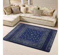 Hnnkloy Arte clásico de Cachemir Azul, Alfombra Grande Antideslizante para Sala de Estar o Dormitorio, 160 x 120 cm.