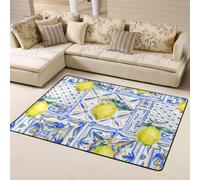 Hnnkloy Arte con Tinta Azul limón, Alfombra Grande Antideslizante para Sala de Estar o Dormitorio, 160 x 120 cm.