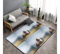 Hnnkloy Arte de Caballos Corriendo, Alfombra Grande Antideslizante para Sala de Estar o Dormitorio, 150 x 100 cm.